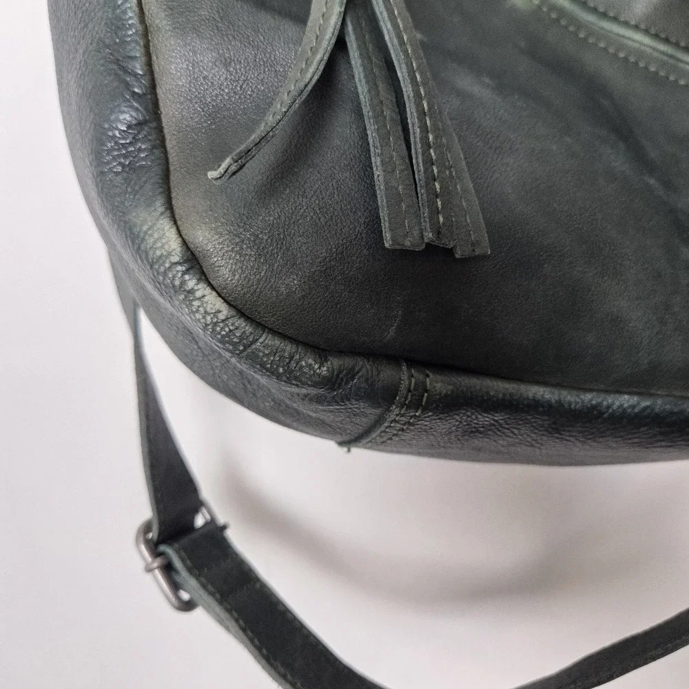 Vilenca Holland Green Leather Hobo Bag‎ Tassle Crossbody Purse